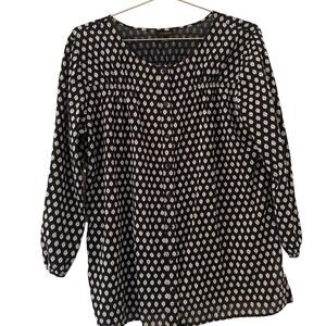 Talbots Black and White Blouse